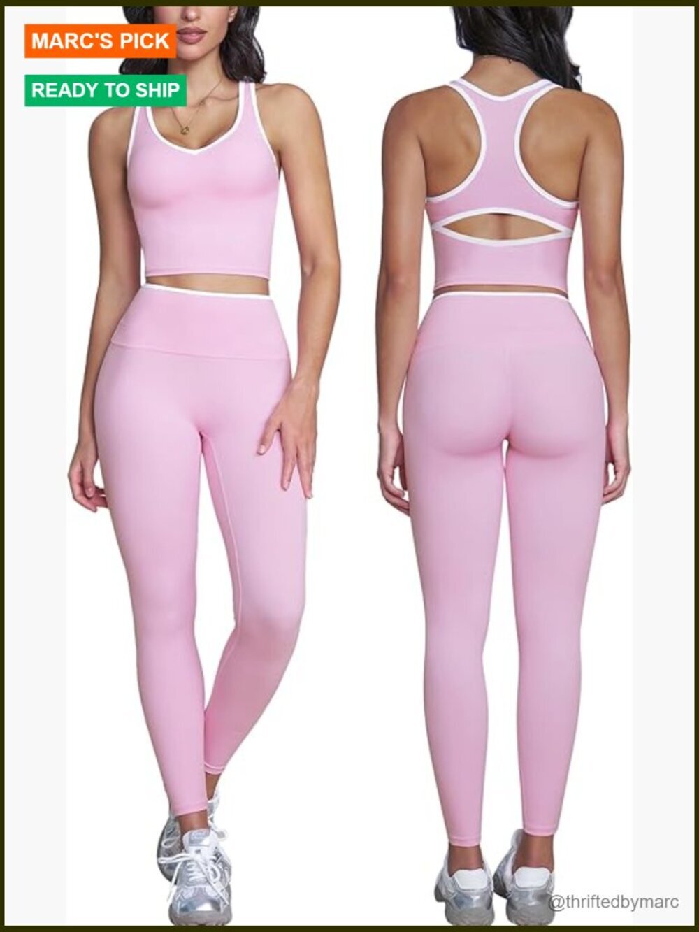 Workout Set Racerback Tank Top High Waist Leggings Gym Yoga Pilates